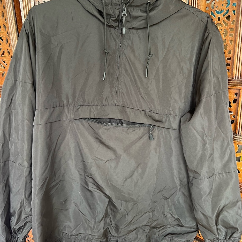 H&M Black Windbreaker Jacket Matte Finish Weather-Resistant
